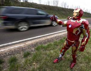 Iron Man Hitchhiking