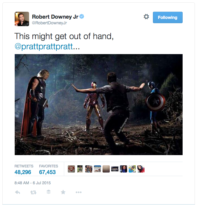 RDJ Twitter Chris Pratt